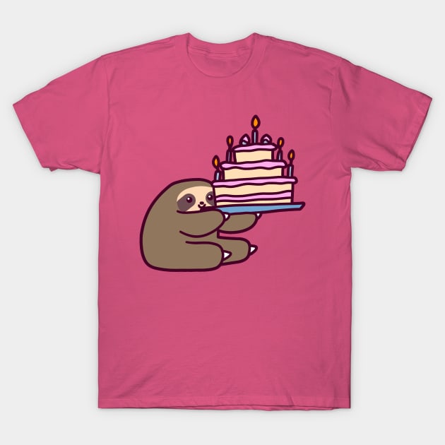 Birthday cake Sloth T-Shirt by saradaboru